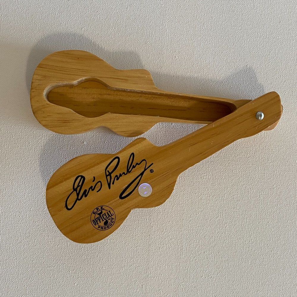 Elvis Presley Official‎ Vintage Collectible Guitar Shaped Wooden Case Box
